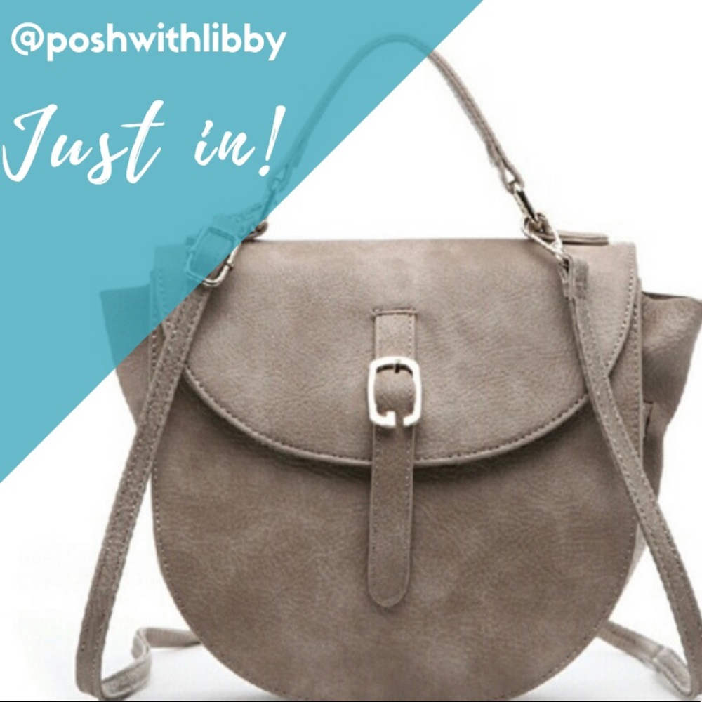 Gray Vegan Suede Boutique Crossbody Bag Purse New